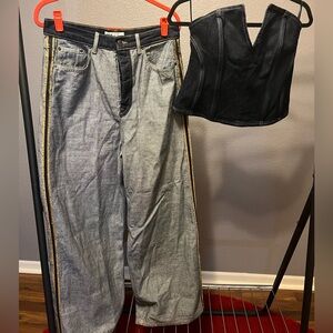 ZARA “inside out” denim wide leg trouser jeans